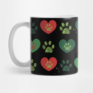 Doodle paw prints with hearts Mug